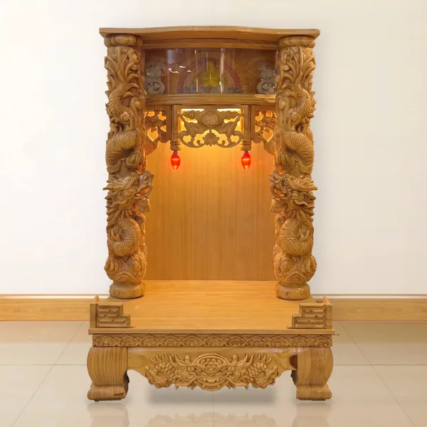 Tủ Thờ Gỗ Pơ Mu - Kiếng Lân - Cột Rồng