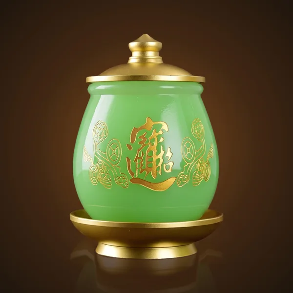 Hũ Ngọc Lưu Ly Viền Hợp Kim Mạ Đồng