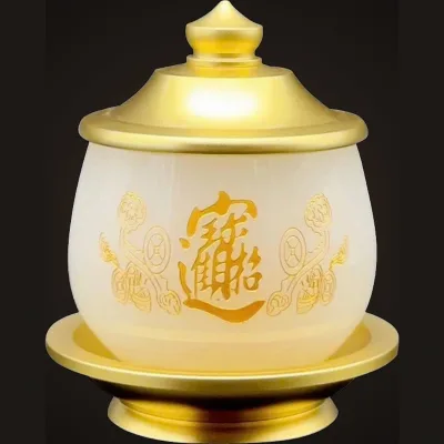 Ly có nắp lưu ly chiêu tài