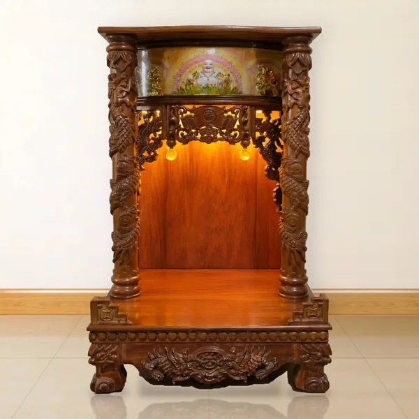 Tủ thờ Thần Tài cột rồng gõ đỏ 56×88