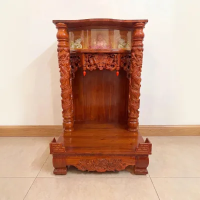 Tủ thờ cột rồng kỳ lân chân quỳ Xoan Đào