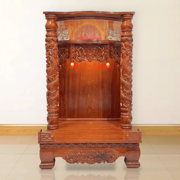 Tủ thờ cột rồng kỳ lân chân quỳ Xoan Đào