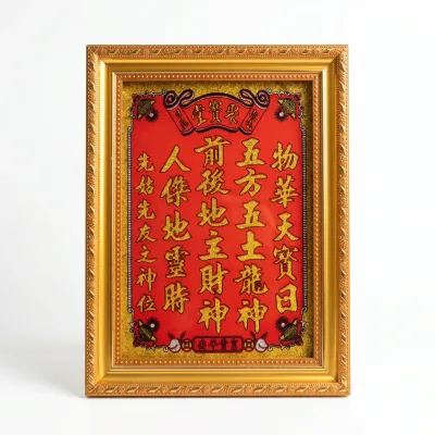 Bài vị Thần Tài – Thổ Địa kim sa khung vàng