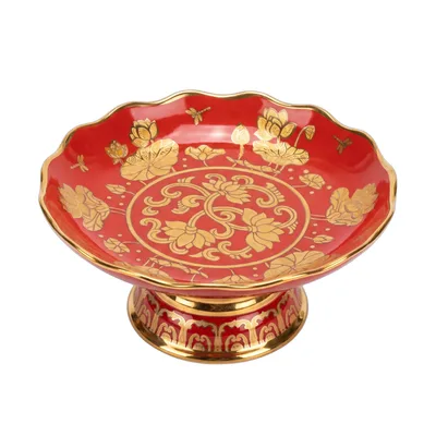 Đĩa quả gốm đỏ 8"