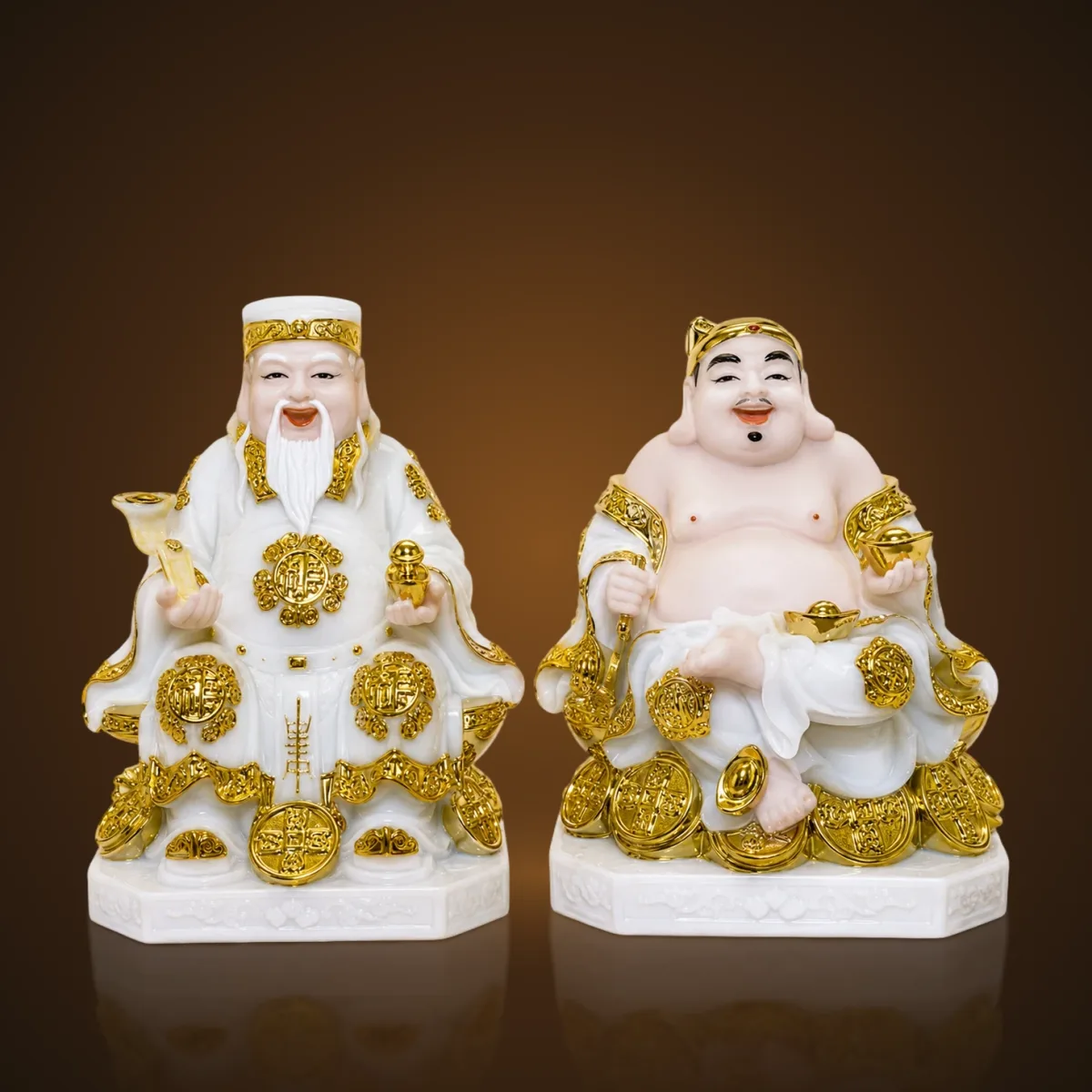 Tài Địa gốm trắng kim đế bát giác