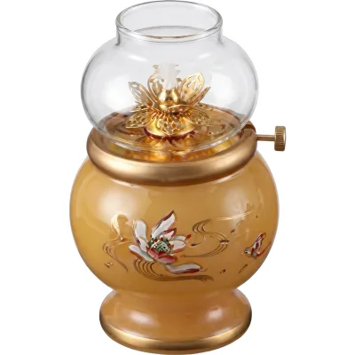 Đèn dầu men vàng kem