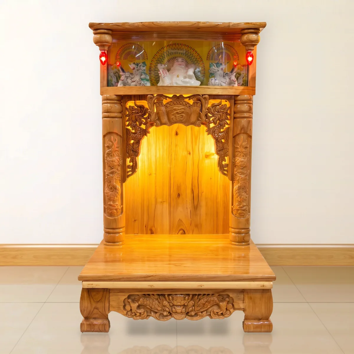 Tủ Thờ Gỗ Xoan Đào - Kiếng Lân