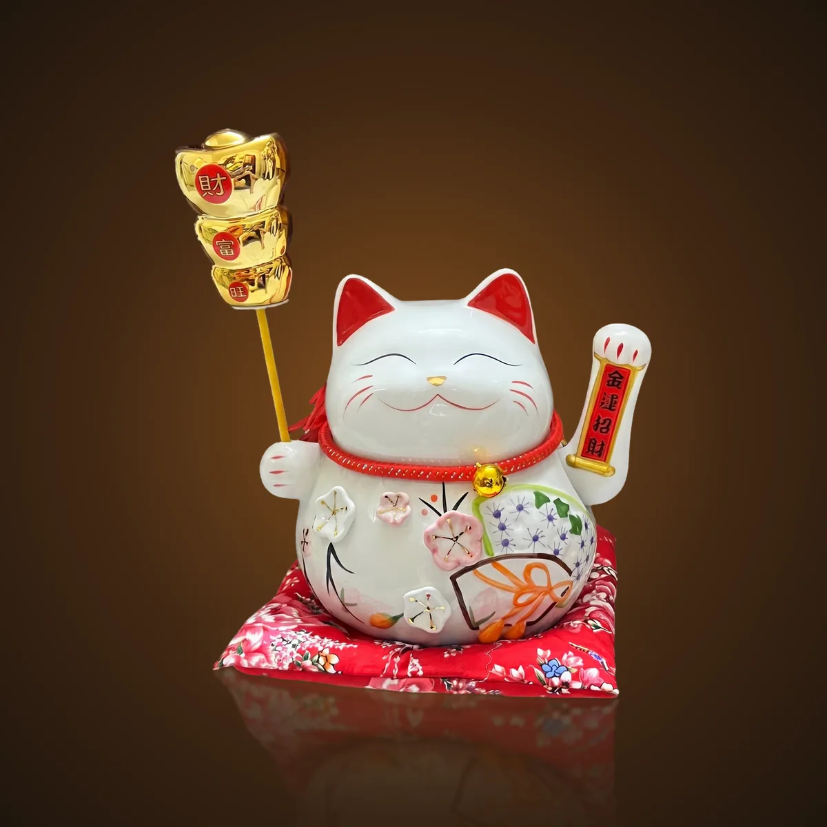 Mèo Thần Tài Cầm Gậy Tài Phú Vượng