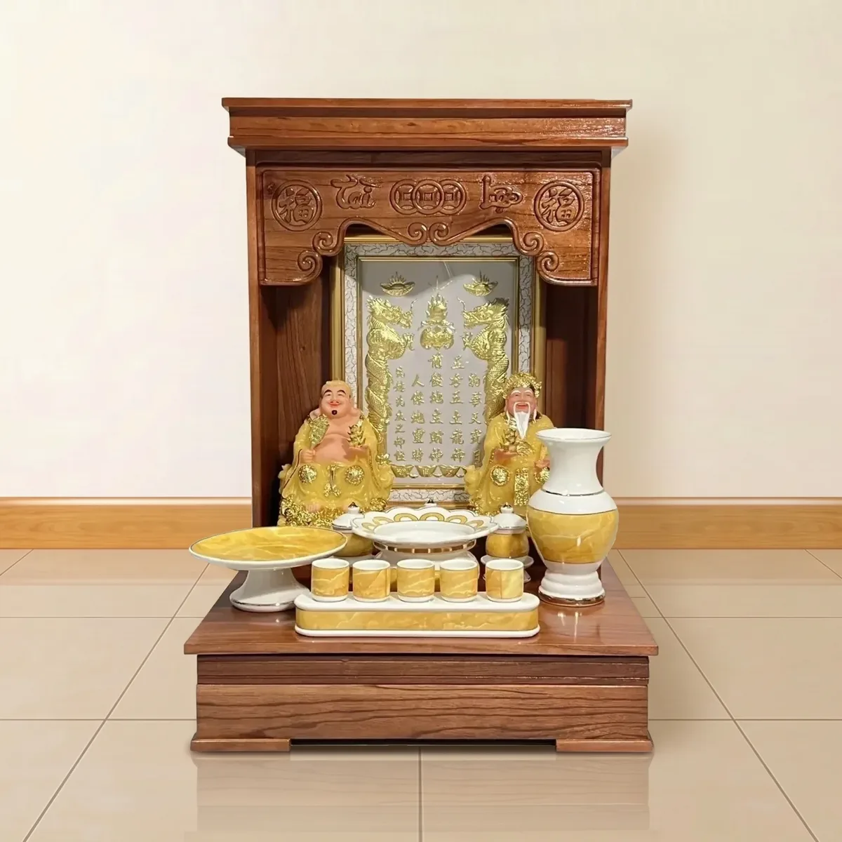 Bộ thờ Thần Tài – Ông Địa Vân Vàng