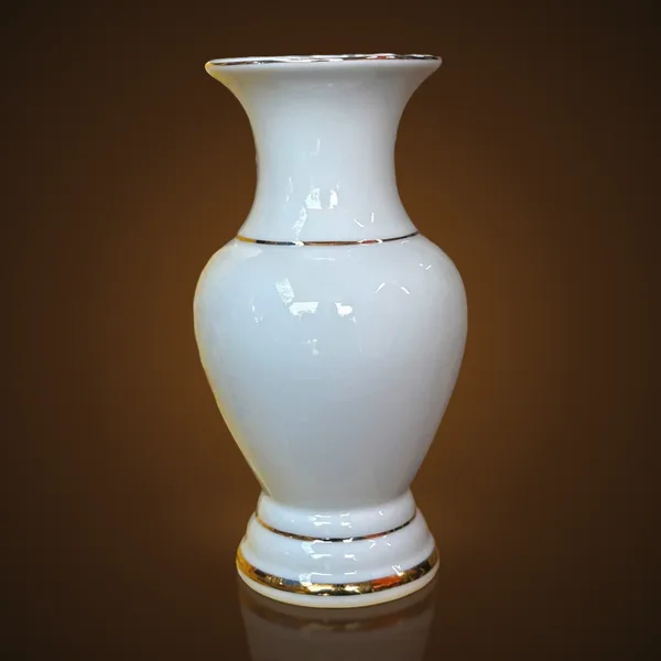 Bình Bông Sứ Trắng Viền Vàng