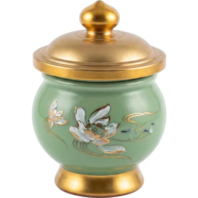 Hũ có nắp men lục xanh