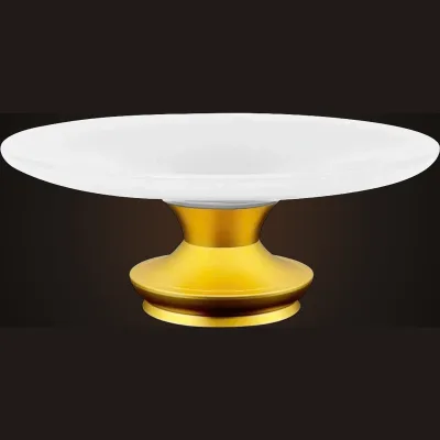Đĩa quả gốm trắng kim 8"