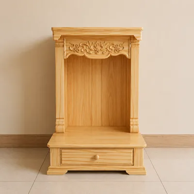 Tủ thờ Thần Tài Pơ Mu 60×88 hộc kéo