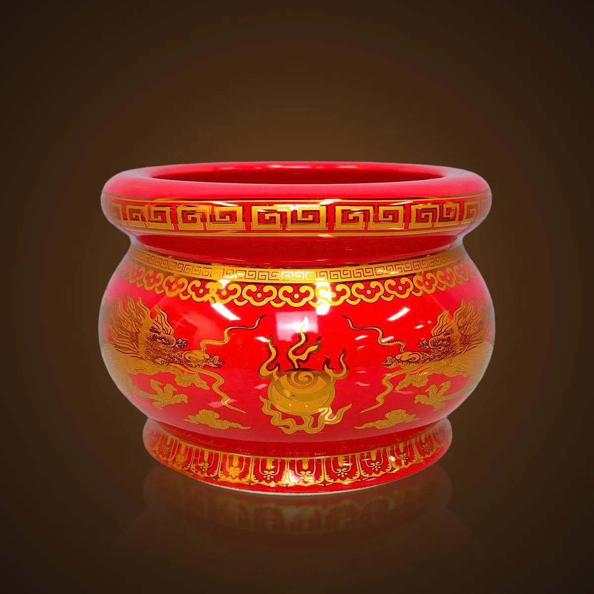 Lư Men Đá Rồng Màu Đỏ