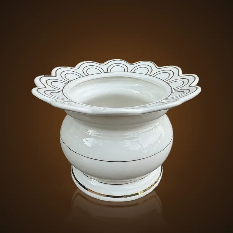 Lư Hương Hứng Tàn Sứ Trắng Viền Vàng