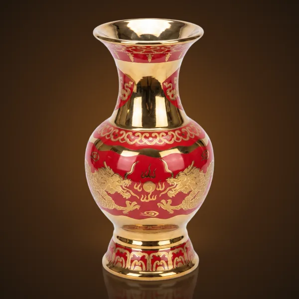 Bình bông gốm đỏ 10"