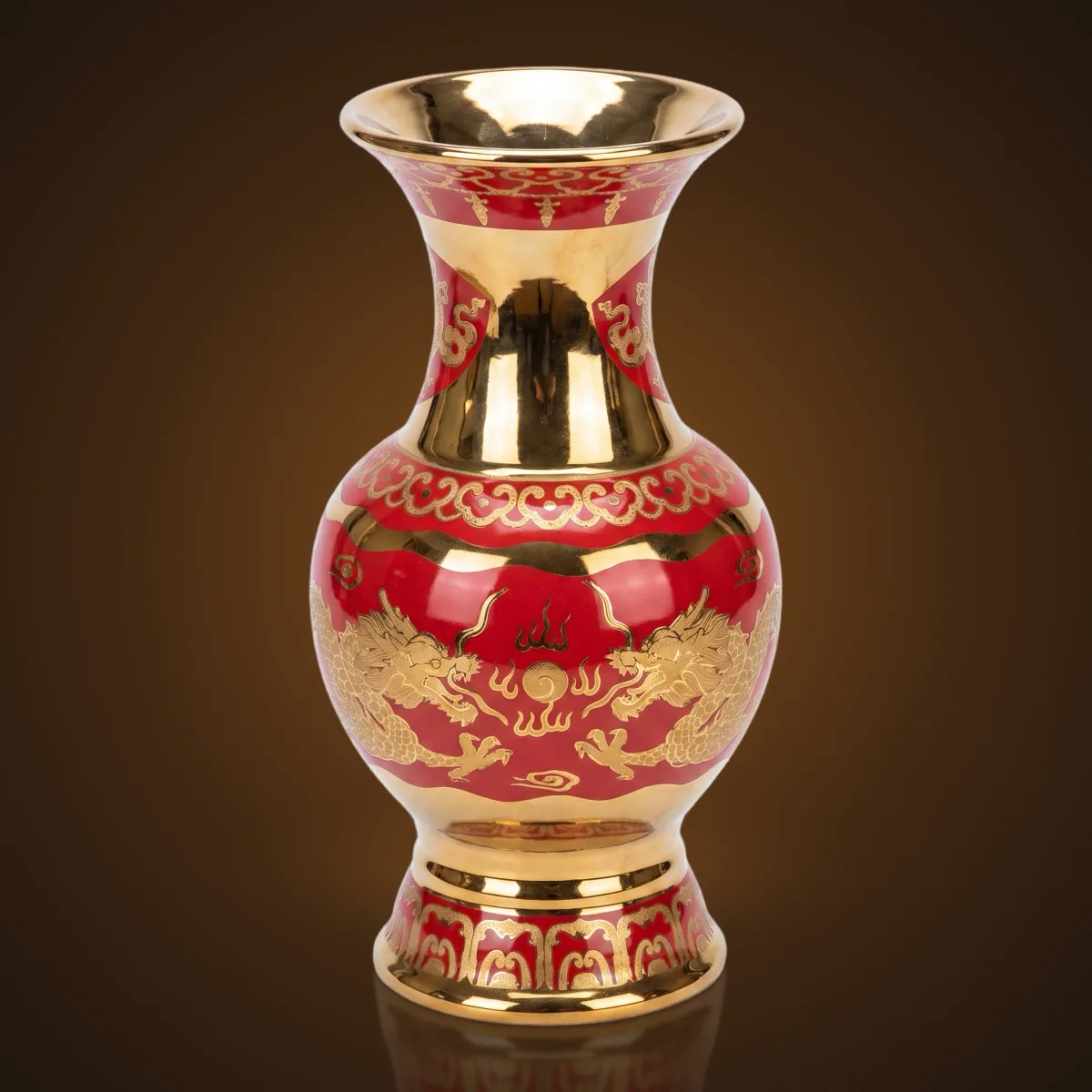 Bình bông gốm đỏ 10"