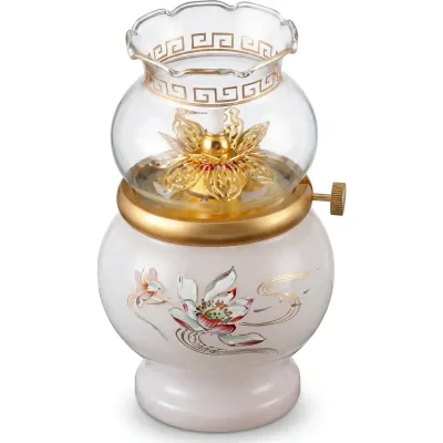 Đèn dầu men trắng sứ