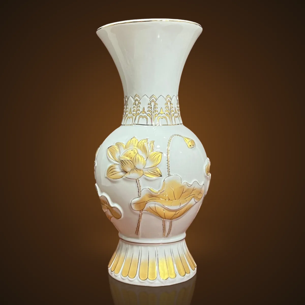Bình bông Gốm Sứ Sen Vàng