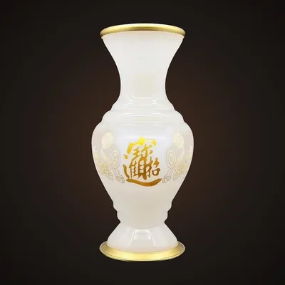 Bình bông gốm trắng kim 10"