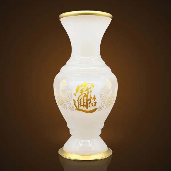 Bình bông gốm trắng kim