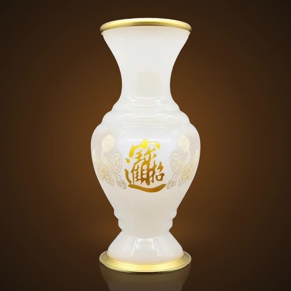 Bình bông gốm trắng kim