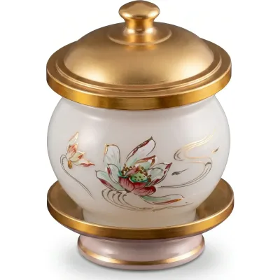 Hũ có nắp men trắng sứ